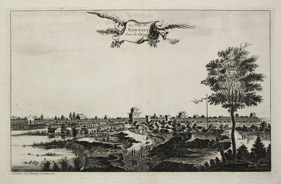 VAN DER AA, P., La Ville de Xantsui dans la Chine., antique map, old maps