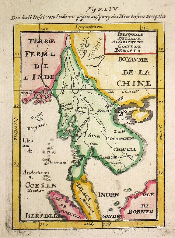 Mallet, A.M., Presqu'isle de l 'lnde a l' Orient de Bengala., antique map, old maps