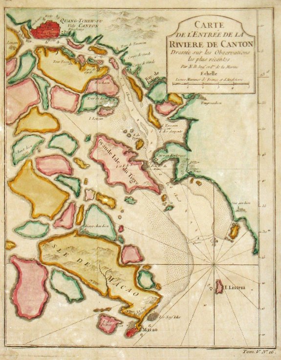 Bellin, J.N., Carte del? Entrée de la Rivière de Canton., antique map, old maps