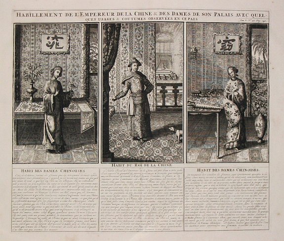 CHATELAIN, H., Habillement de l'Empereur de la Chine & des Dames de son Palais, antique map, old maps