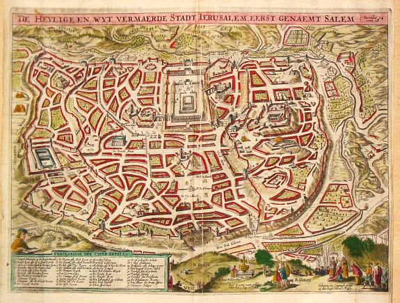 Offermans, J., De Heylige en wyt vermaerde stadt Jerusalem eerst genaemt Salem., antique map, old maps