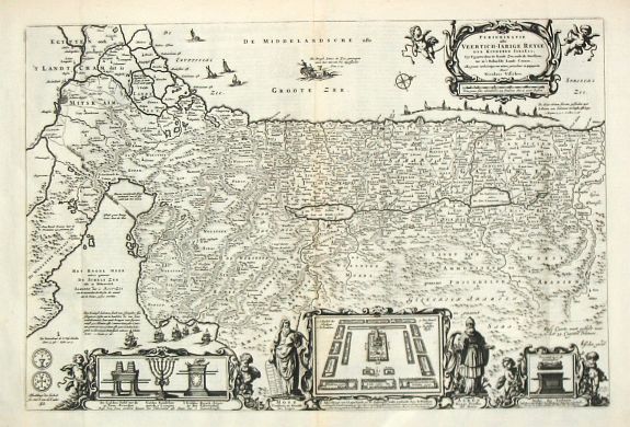 Visscher, N. I., Peregrinatie ofte Veertich-jarige Reyse der Kinderen Israels., antique map, old maps
