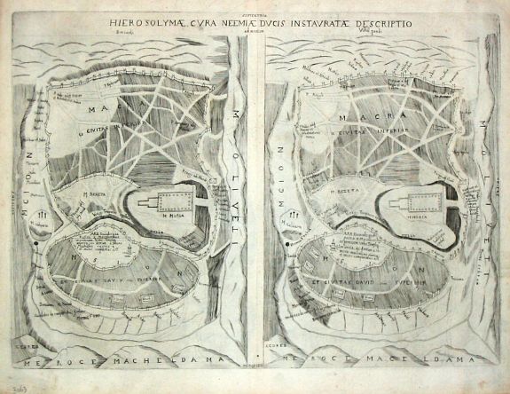 Torniello, A., Hierosolymae, Cura Neemiaeducis Instauratae Descriptio., antique map, old maps