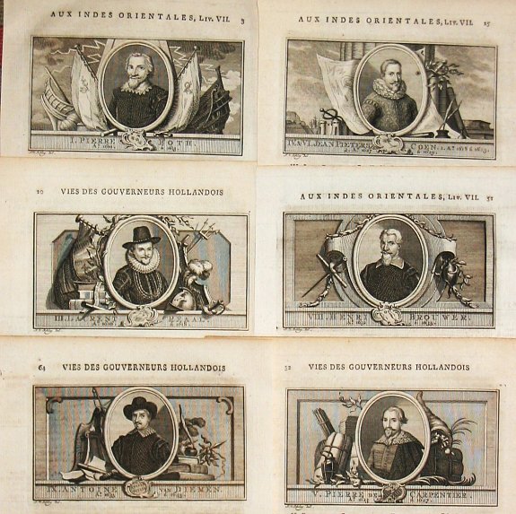 Schley, J. van., I. Pierre Both - Ier. Gouverneur General des Indes / XXVIII. Jacob Mossel XXVIII Gouverneur General des Indes, antique map, old maps
