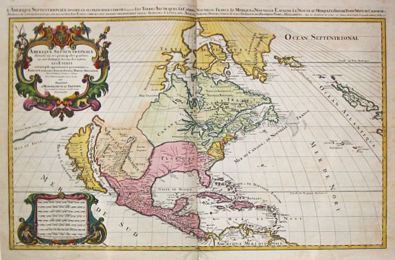 Jaillot, A.-H. / P. Mortier., Amerique septentrionale / divisee en ses principales parties. Paris, 1695., antique map, old maps