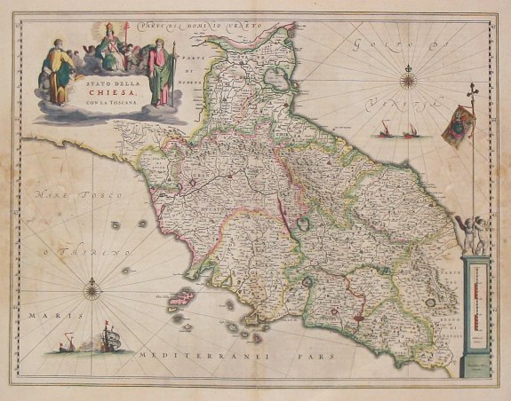 Blaeu, W., Stato della Chiessa Con la Toscane., antique map, old maps