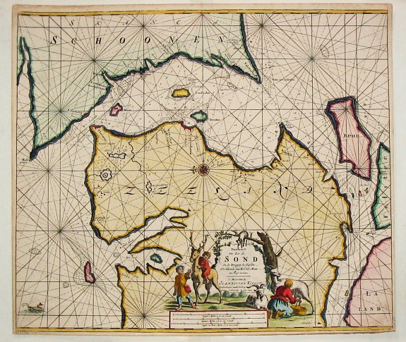 Keulen, G. van., Pascaart Om door de Sond En de Droogen te Seylen Stekkende van Kol tot Meun., antique map, old maps