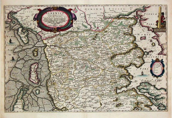 Blaeu, J., Ducatus Sleswici Pars Borealis. Johannnes Mejerus Husum., antique map, old maps