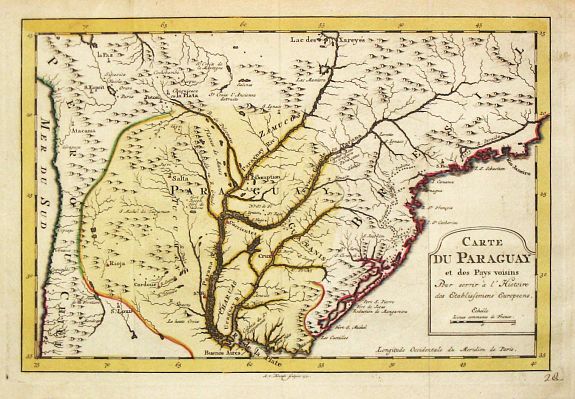 Bellin, J.N., Carte du Paraguay et des Pays voisin., antique map, old maps