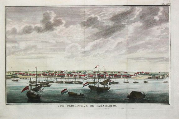 Meer Jn., N. van der., Vuë perspective de Paramaribo., antique map, old maps