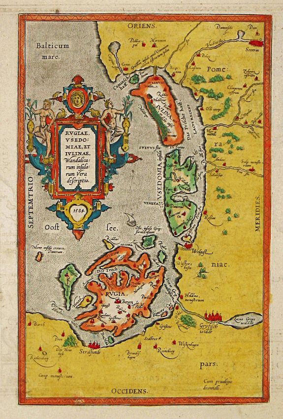 Ortelius, A., RUGIAE, / USEDO: / MIAE ET / IULINAE,, antique map, old maps