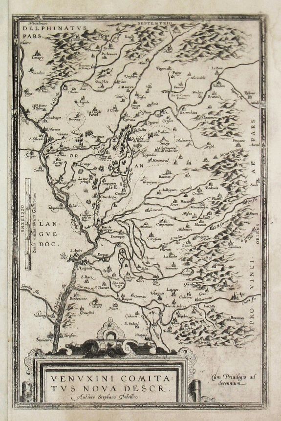 Ortelius, A., Venuxini Comitatus Nova Descr. Auctore Stephano Ghebellino., antique map, old maps