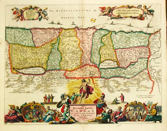 Stoopendaal, B., Het Beloofde Landt Canaan door wandelt van onsen Salichmaecker Iesu Christo, neffens syne Apostelen., antique map, old maps