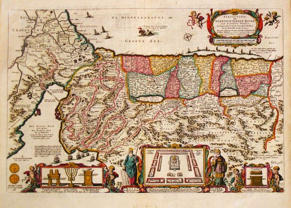 Visscher, N., Perigrinatie ofte Veertich-Jarige Reyse der Kinderen Israëls, antique map, old maps