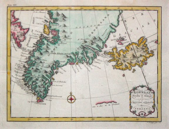 CLOCKHOFF, H., Groenland., antique map, old maps