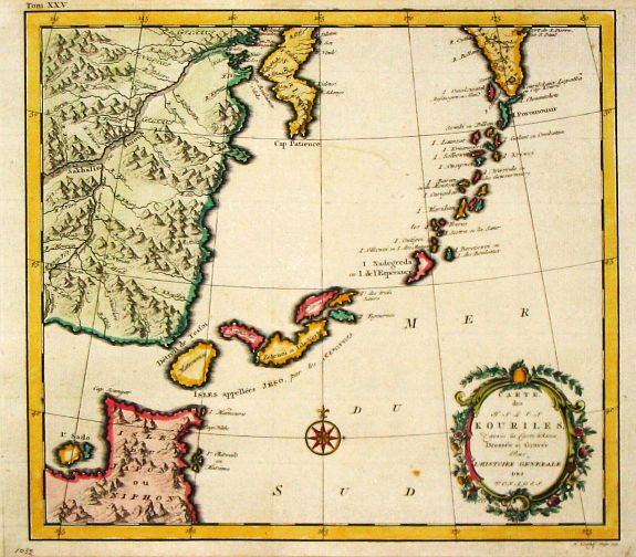 CLOCKHOFF, H., Carte des Isles Kouriles., antique map, old maps