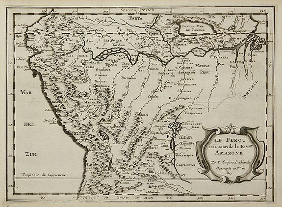 SANSON, N., Le Perou et le cours de la Riv.re Amazone …, antique map, old maps