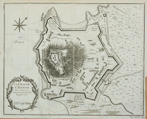 PREVOST, A. F., La Ville de Cayenne., antique map, old maps