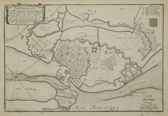 DE FER, N., Copenhague …, antique map, old maps