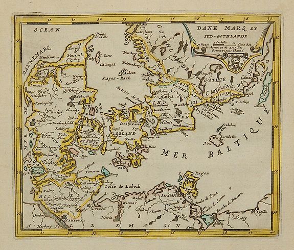 PEETERS, J., Danemarq et Sud-Gothlande., antique map, old maps