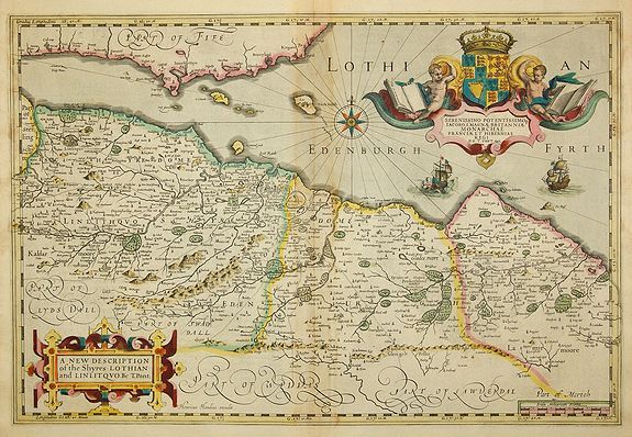 MERCATOR, G. / HONDIUS, J., A New Description of the Shyres Lothian and Linlitquo. Be T.Pont., antique map, old maps
