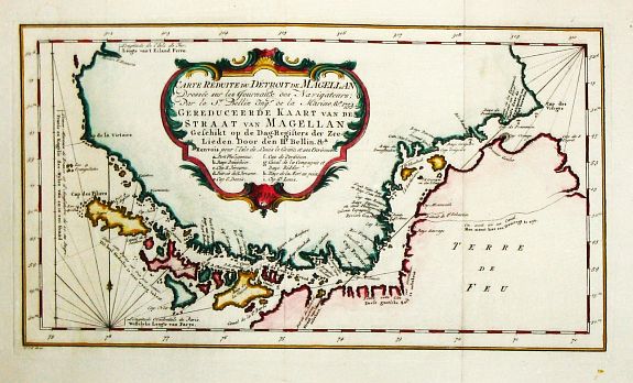 Bellin, J.N., Carte réduite du Détroit de Magellan., antique map, old maps