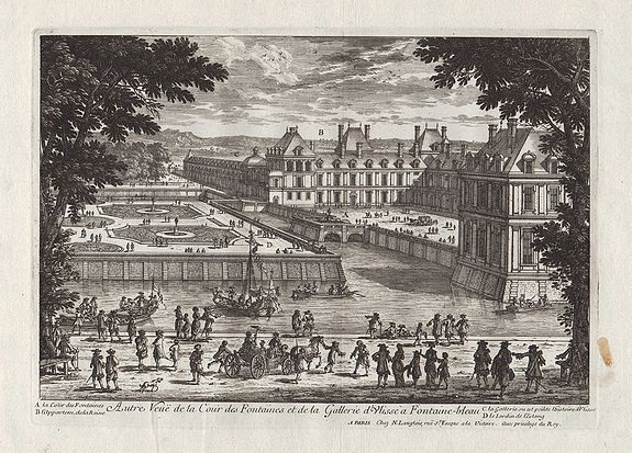 PERELLE, Gabriel, Nicolas & Adam., Autre Veüe de la Cour des Fontaines et de la Gallerie d'Ulisse à Fontaine-bleau., antique map, old maps
