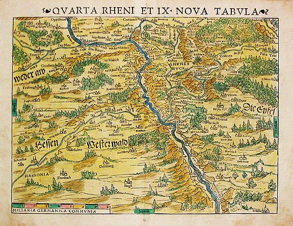 Münster, S., Quarta Rhein et IX Nova Tabula., antique map, old maps