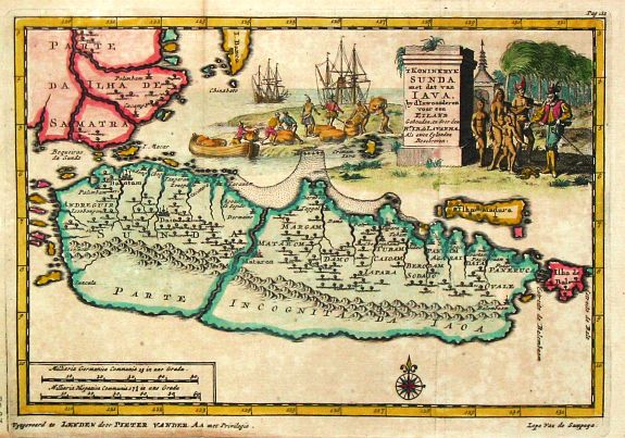Aa, P. van der., 'T Koninkryk Sunda met dat van Java, antique map, old maps