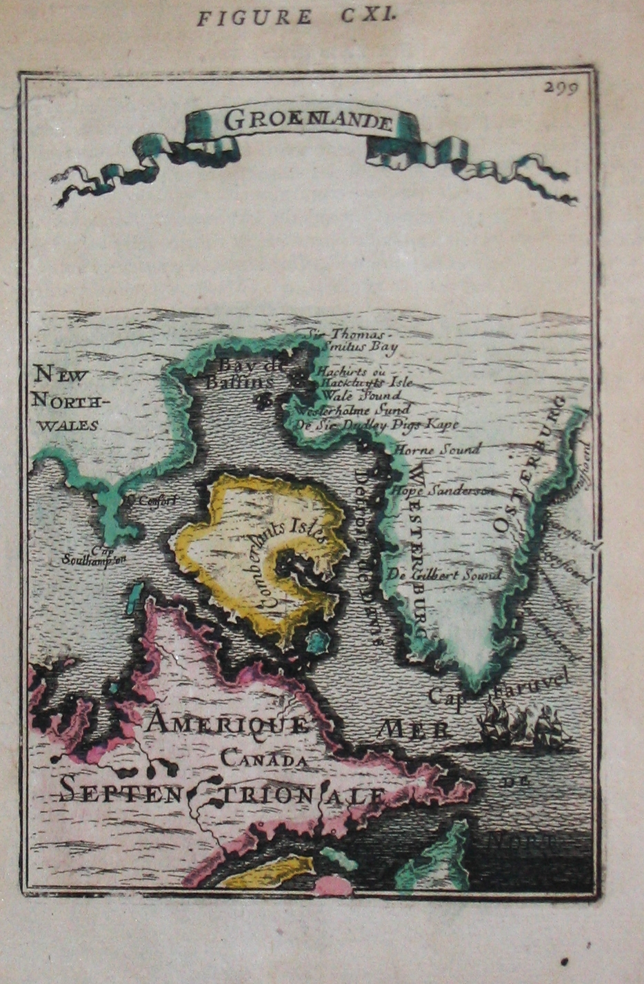 Mallet, A.M., Groenlande., antique map, old maps