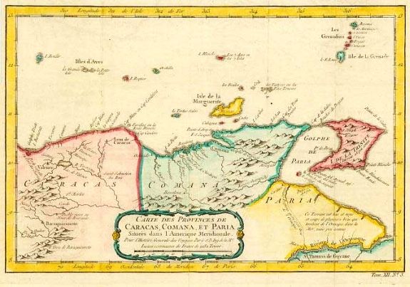 Bellin, J.N., Carte des Provinces des Caracas, Comana et Paria. , antique map, old maps