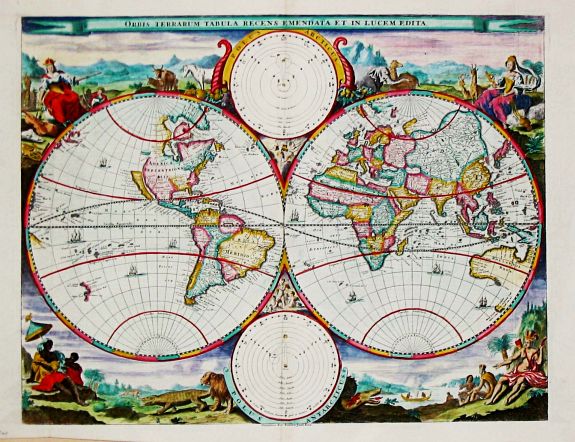 Visscher, N. / D. Stoopendaal., Orbis Terrarum Tabula Recens Emendata Et In Lucem Edita., antique map, old maps