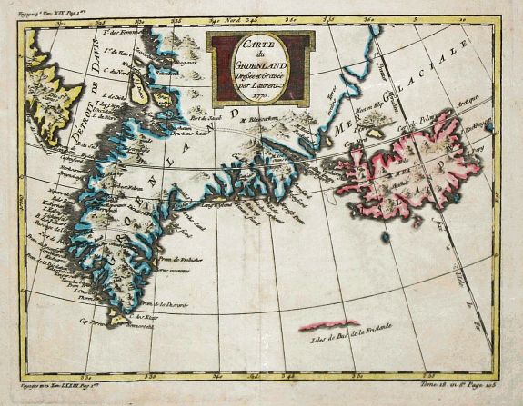 Laurent, J., Carte de Groenland, 1770., antique map, old maps