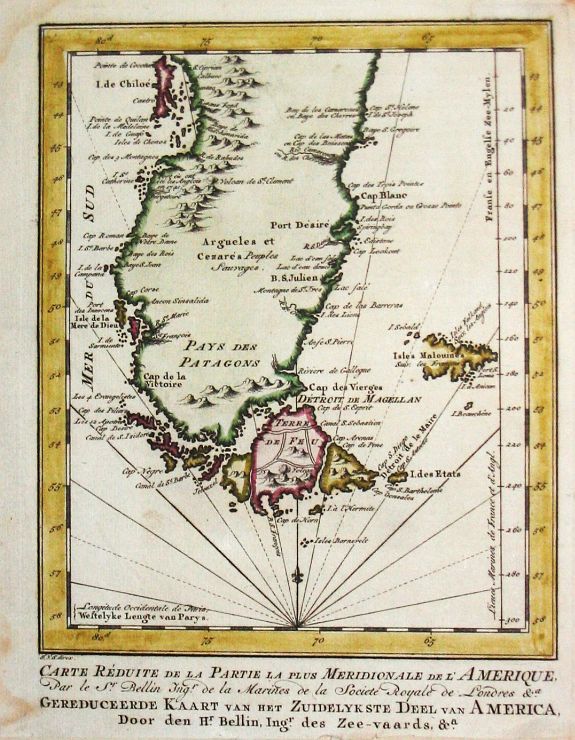 Bellin, J.N., Carte Réduite de la Partie la plus Meridionale de l'Amerique., antique map, old maps