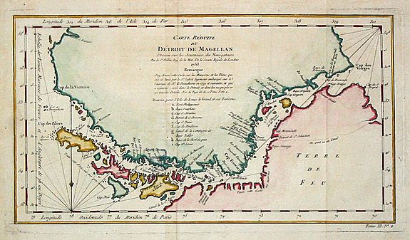 Bellin, J.N., Carte réduite du Détroit de Magellan, antique map, old maps