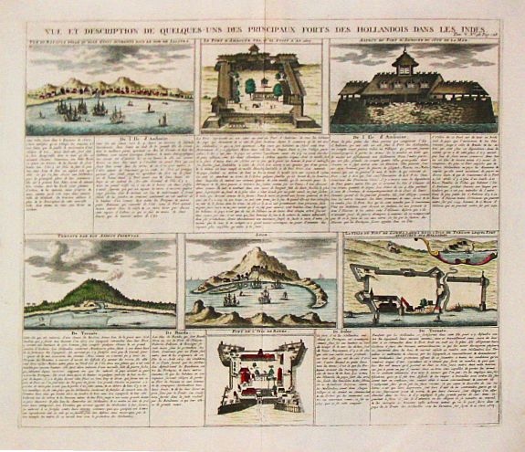 Chatelain, H.A., Vue et description de quelques-uns des principaux forts des Hollandois dans les Indes., antique map, old maps