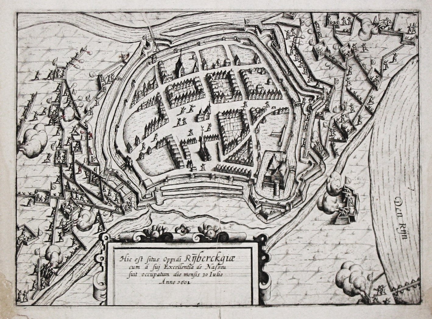 Guicciardini, L., Situs Oppidi Rijberckgiae. Anno 1602, antique map, old maps