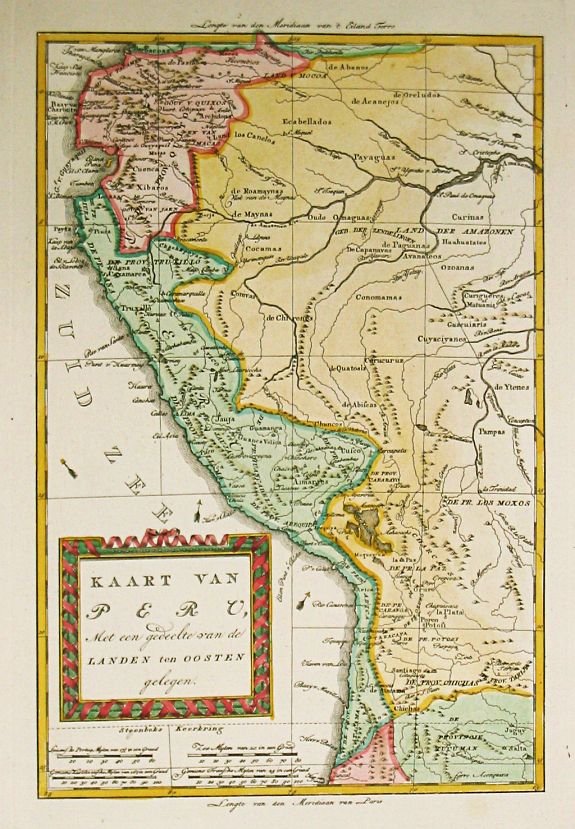 , Kaart van Peru, Met een gedeelte van de Landen ten oosten gelegen., antique map, old maps