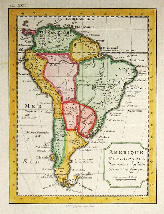 Bellin, J.N., Amerique Meridionale., antique map, old maps