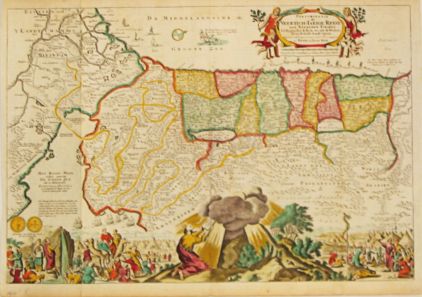 Stoopendaal, D., Perigrinatie ofte Veertich-jarige Reyse der Kinderen Israels., antique map, old maps