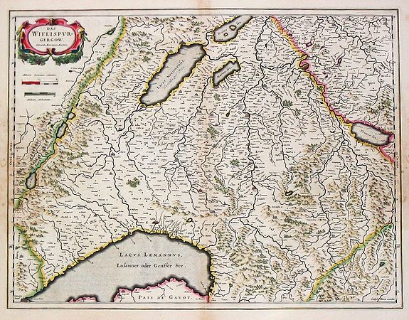 Blaeu, W., Das Wiflispurgergow., antique map, old maps
