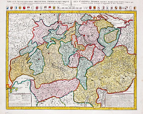 Elwe, J.B., Les Cantons Suisses, leurs Alliés & pays sujets. , antique map, old maps
