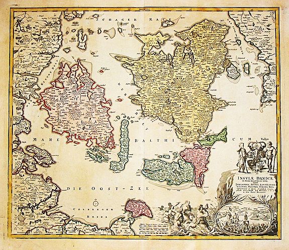 Homann, J.B., Insulae Danicae., antique map, old maps