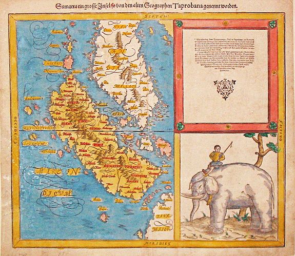 Münster, S., Sumatra ein grosse Insel so von den alten Geographen Taprobana genennt worden., antique map, old maps