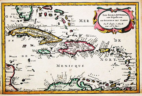 Sanson, N., Les isles Antilles., antique map, old maps