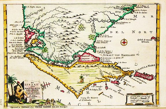 Aa, P. van der., De Straat van Magellaen Sedert deszelfgs eerste ondekker, F. Magellaen Ao 1520 meermaal bevaren., antique map, old maps