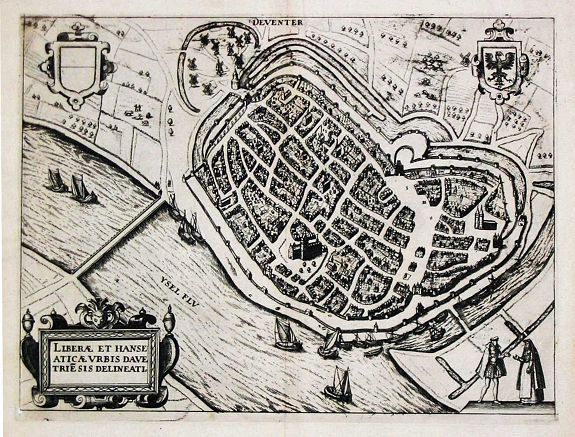 Guicciardini, L., Deventer / Liberae et hansiaticae urbis Davetriesis Delineatio., antique map, old maps