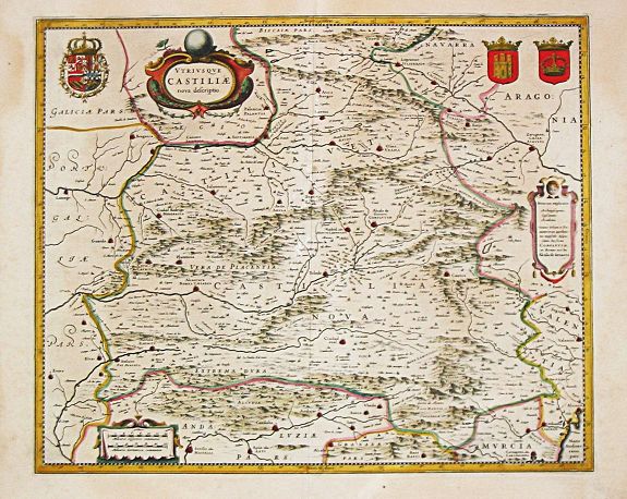 JANSSONIUS, J., Utriusque Castiliae nova descriptio. , antique map, old maps