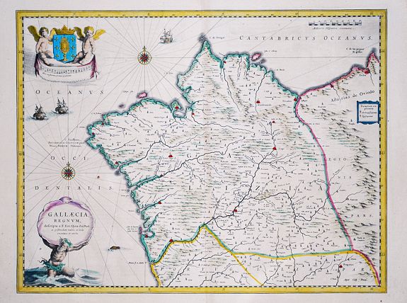 Blaeu, W., Gallaecia Regnum, descripta a F. Fer. Ojea., antique map, old maps