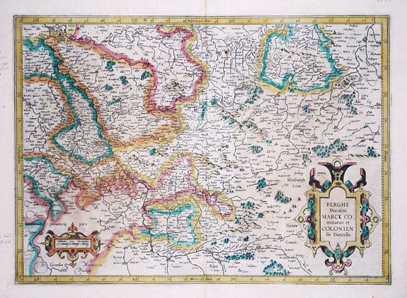 MERCATOR, G., [ Berghe Ducatus Marck Comitatus et Coloniensis Dioecesis., antique map, old maps